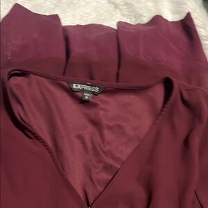 Express Deep Burgundy V-Neck Dress